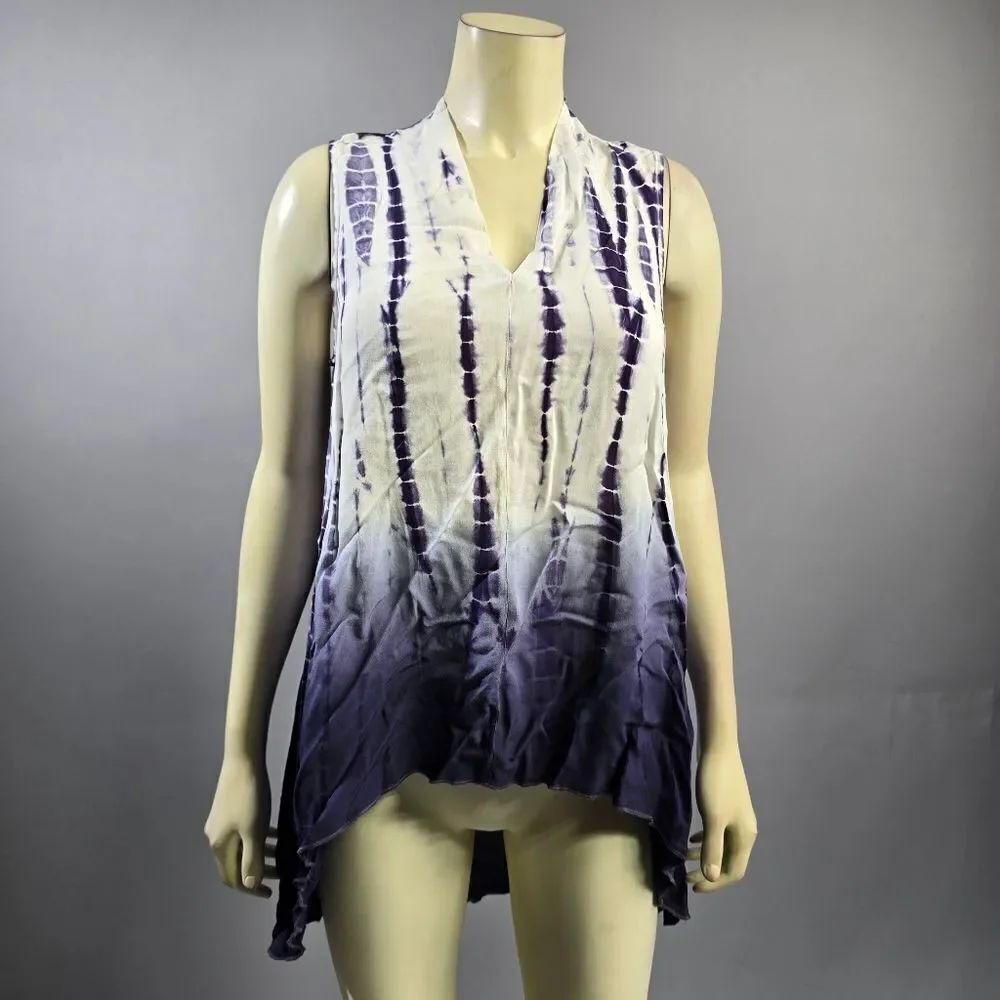 Lapis Small Purple and White Tie-Dye Tunic Top R3